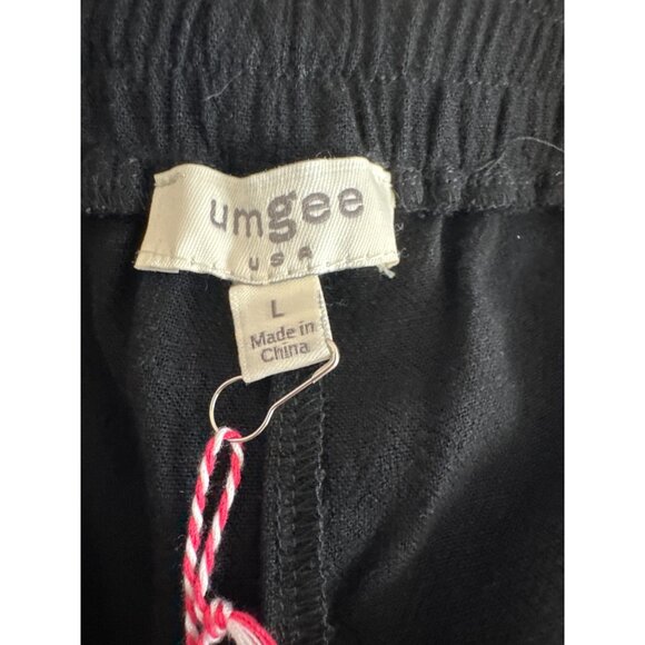 Umgee Womens silver Sequin Pants Black linen joggers Size Large new - Picture 4 of 6